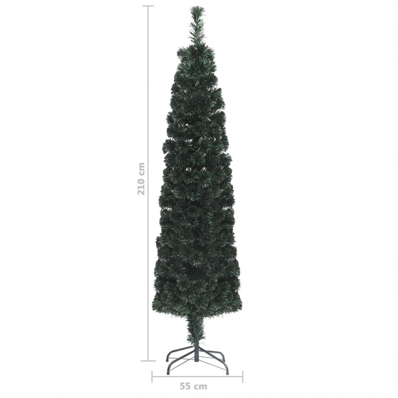 Sztuczna, wąska choinka ze stojakiem, 210 cm, włókno optyczne