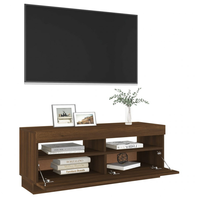 Szafka pod TV z oświetleniem LED, brązowy dąb, 100x35x40 cm