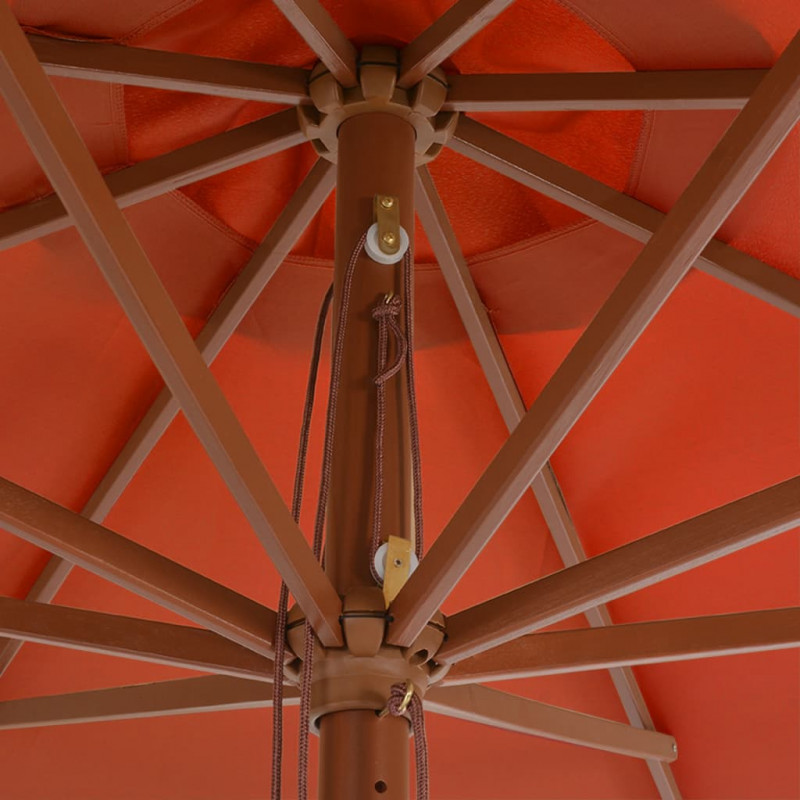 Parasol ogrodowy na drewnianym słupku, 350 cm, terakota