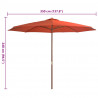 Parasol ogrodowy na drewnianym słupku, 350 cm, terakota