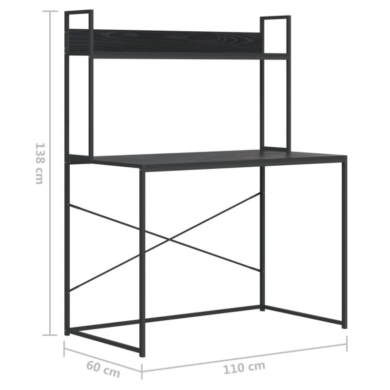 Biurko na komputer, czarne 110x60x138cm materiał drewnopochodny