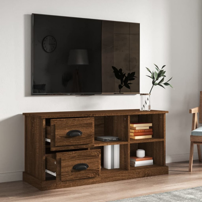 Szafka pod TV, brązowy dąb, 102x35,5x47,5 cm