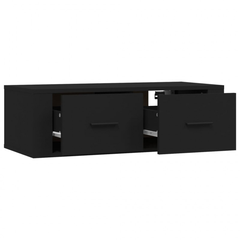Wisząca szafka TV, czarna 80x36x25 cm materiał drewnopochodny
