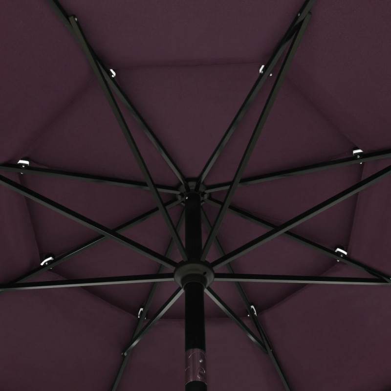 3-poziomowy parasol na aluminiowym słupku, bordowy, 3,5 m