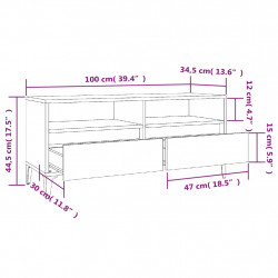 Szafka pod TV, szarość betonu, 100x34,5x44,5 cm