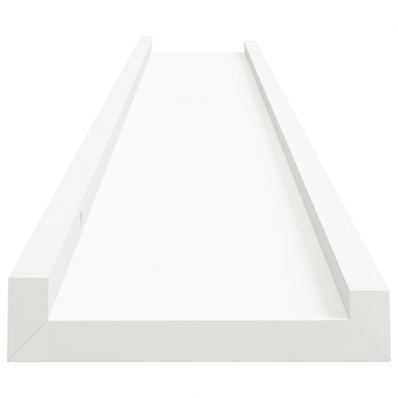 Półki ścienne na zdjęcia, 2 szt., białe, 80x9x3 cm, MDF