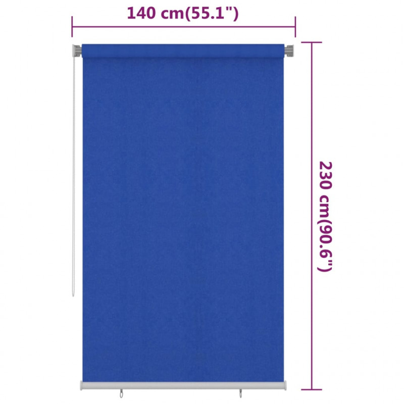 Roleta zewnętrzna, 140x230 cm, niebieska, HDPE
