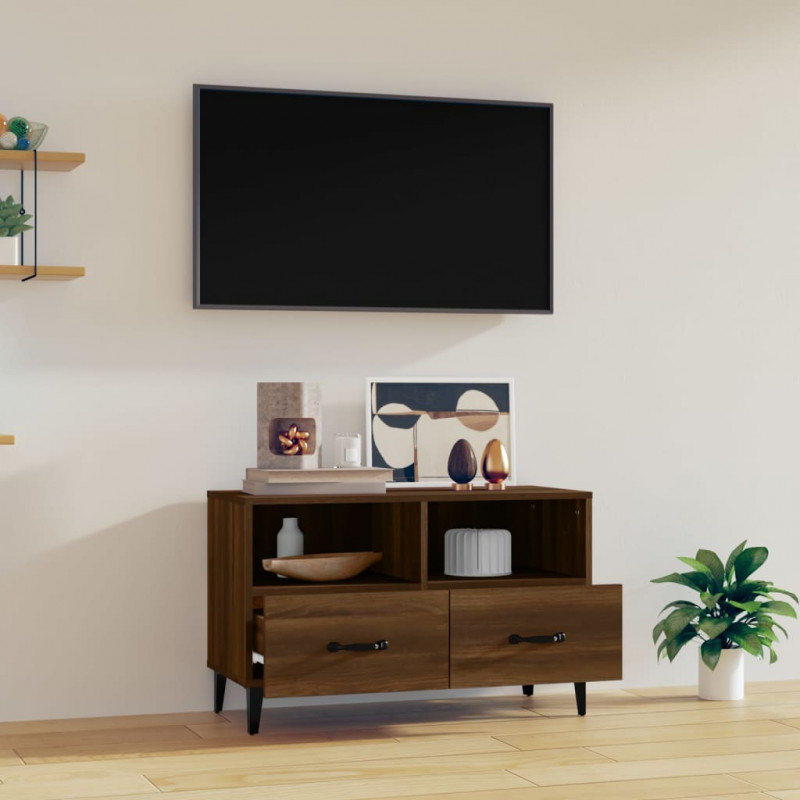 Szafka pod telewizor, brązowy dąb, 80x36x50 cm