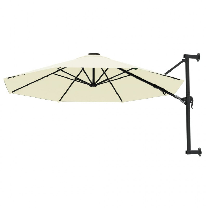 Parasol ścienny na metalowym słupku, 300 cm, piaskowy