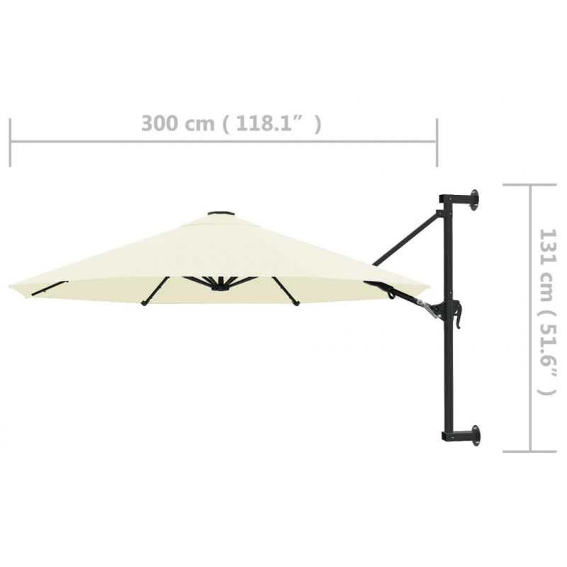 Parasol ścienny na metalowym słupku, 300 cm, piaskowy