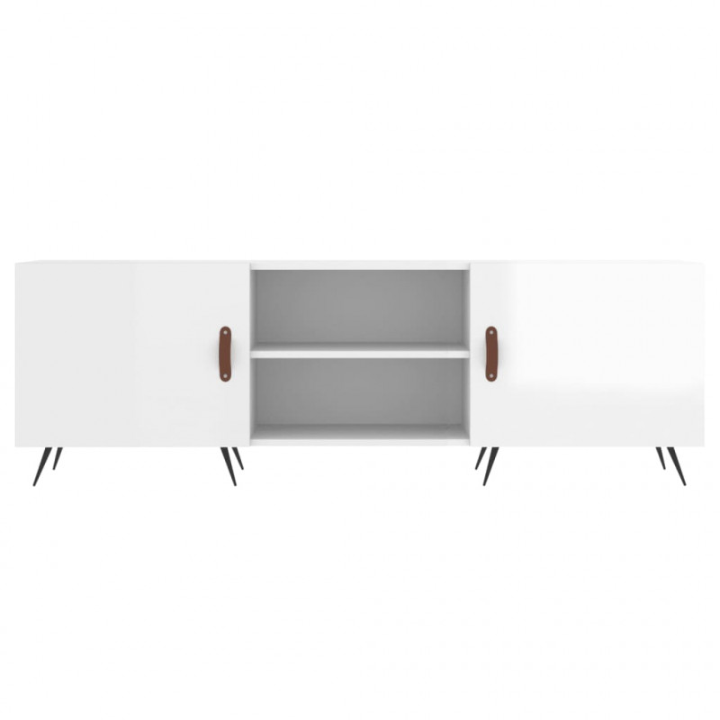 Szafka pod TV, wysoki połysk, biała, 150x30x50 cm