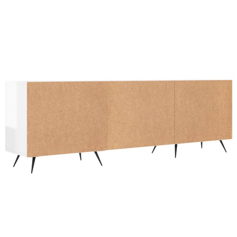 Szafka pod TV, wysoki połysk, biała, 150x30x50 cm
