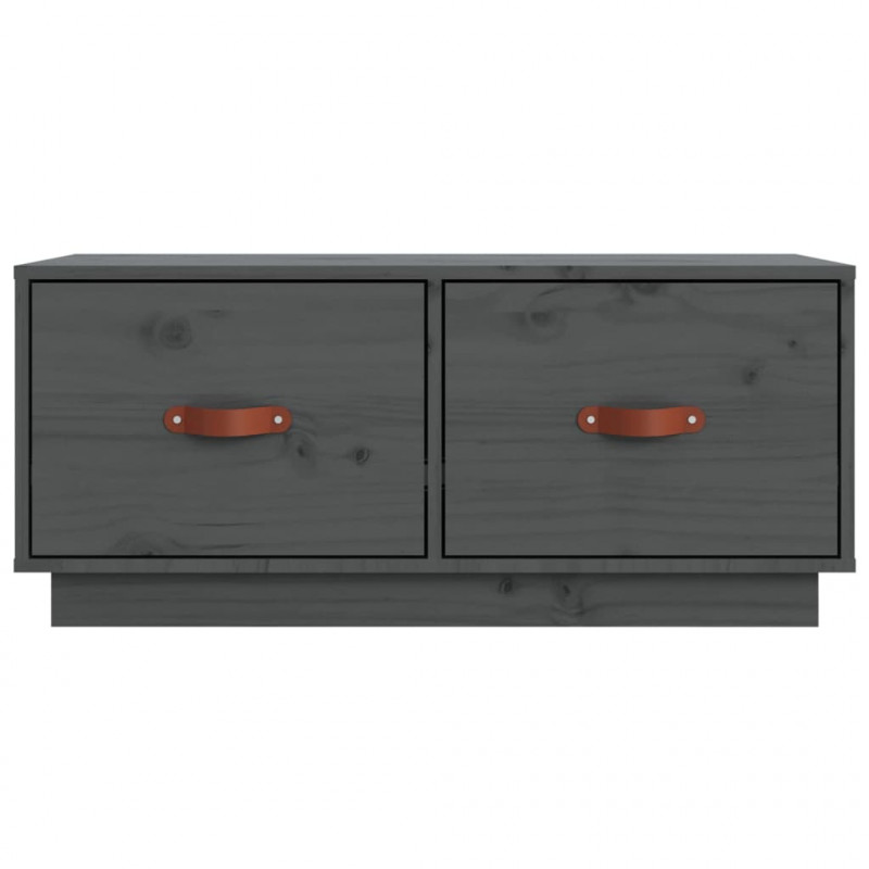 Szafka pod TV, szara, 80x34x35 cm, lite drewno sosnowe