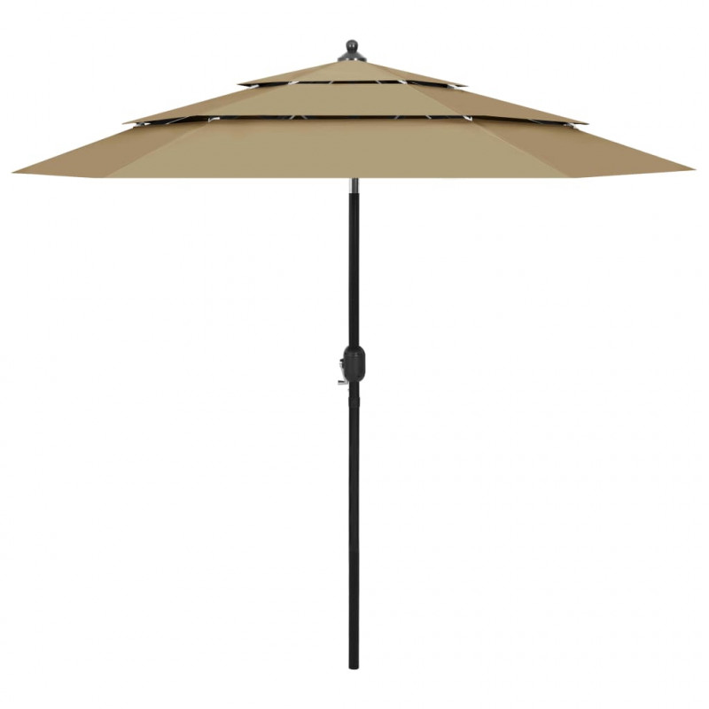 3-poziomowy parasol na aluminiowym słupku, taupe, 2,5 m