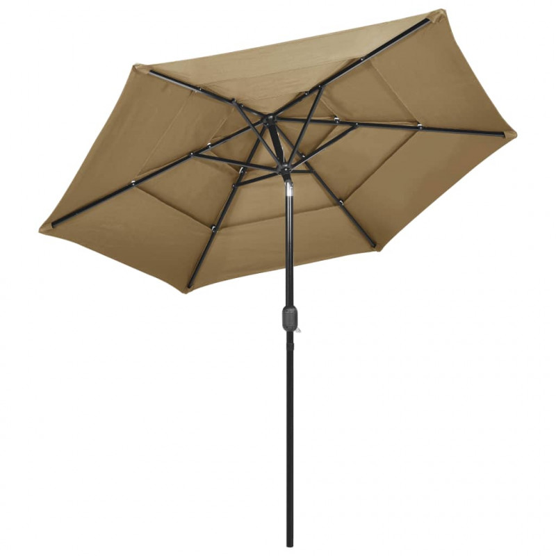 3-poziomowy parasol na aluminiowym słupku, taupe, 2,5 m