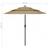 3-poziomowy parasol na aluminiowym słupku, taupe, 2,5 m