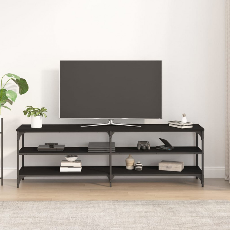 Szafka pod TV, czarna, 160x30x50 cm, materiał drewnopochodny