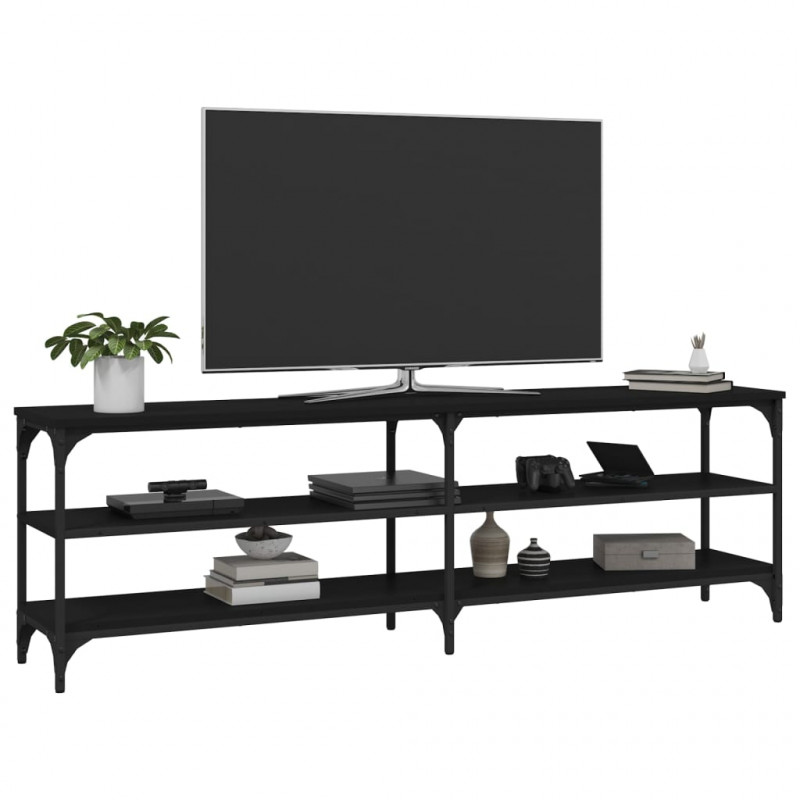 Szafka pod TV, czarna, 160x30x50 cm, materiał drewnopochodny