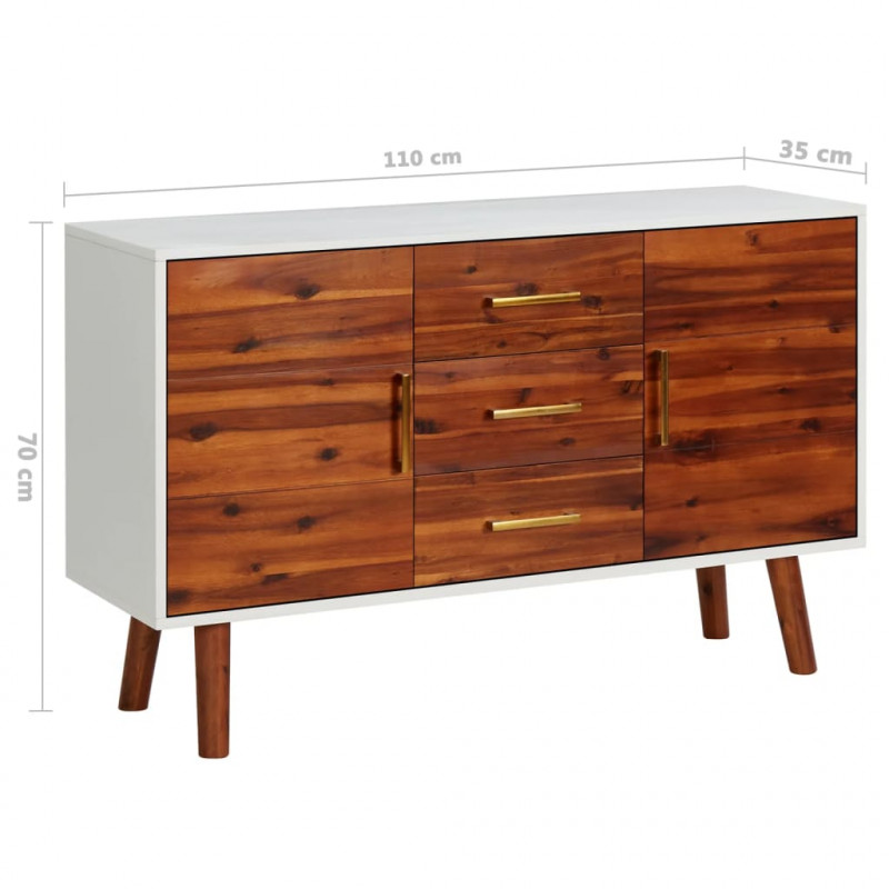 Komoda, 110 x 35 x 70 cm, lite drewno akacjowe i MDF