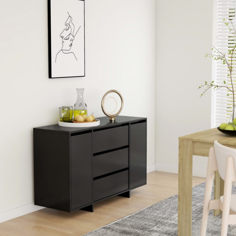 Komoda z 3 szufladami, czarna, 120x41x75 cm