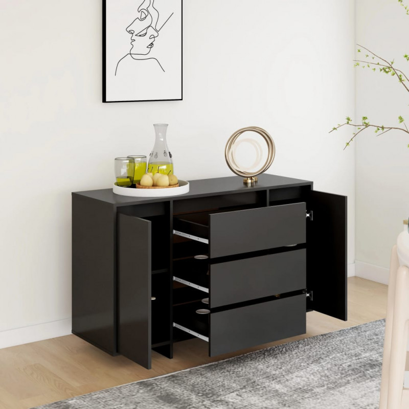 Komoda z 3 szufladami, czarna, 120x41x75 cm
