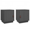 Szafki nocne, 2 szt., szare, 40x34x45 cm, lite drewno sosnowe