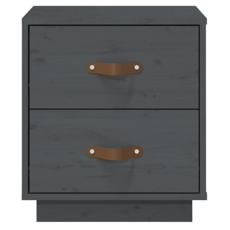   Szafki nocne, 2 szt., szare, 40x34x45 cm, lite drewno sosnowe