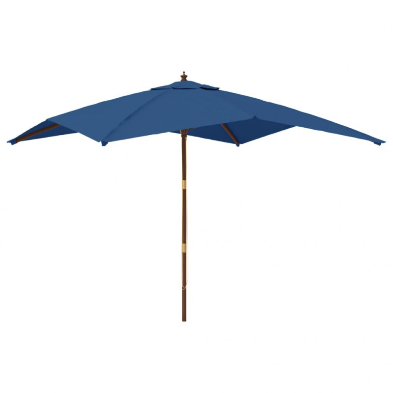 Parasol ogrodowy na drewnianym słupku, lazurowy, 300x300x273 cm