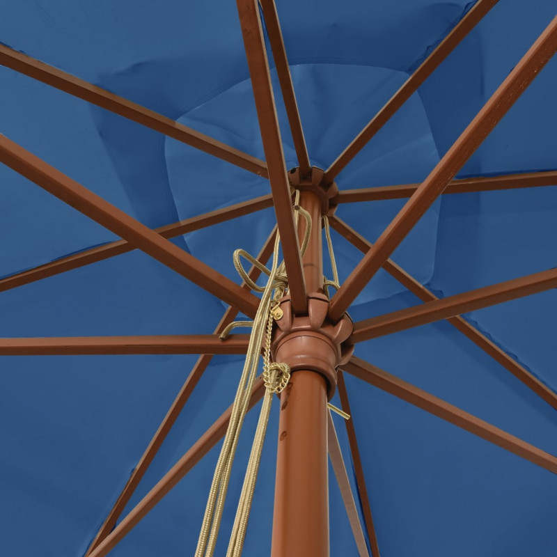 Parasol ogrodowy na drewnianym słupku, lazurowy, 300x300x273 cm