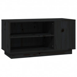 Szafka pod TV, czarna, 80x35x40,5 cm, lite drewno sosnowe