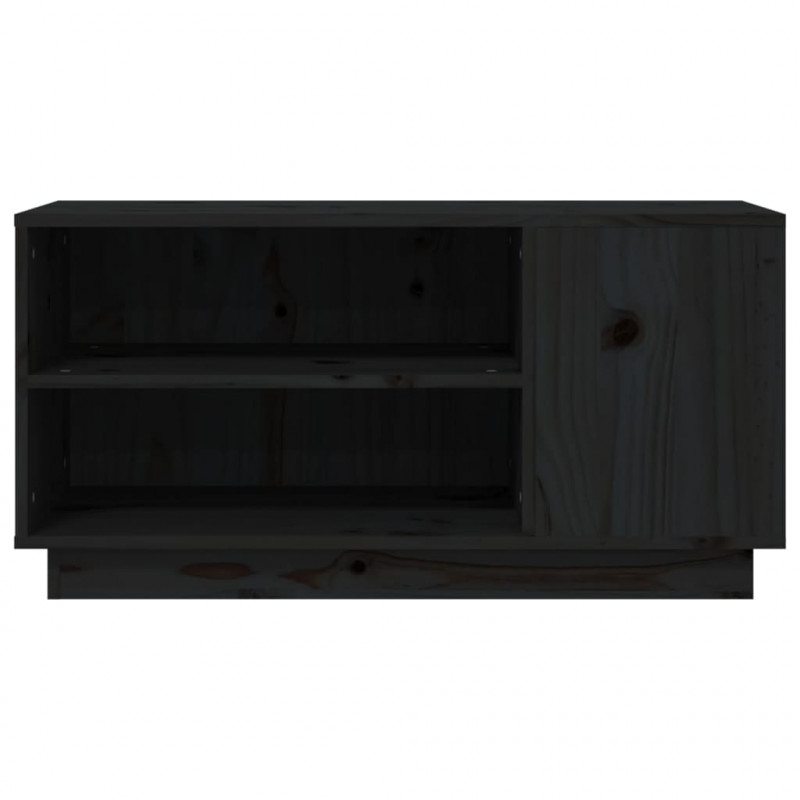 Szafka pod TV, czarna, 80x35x40,5 cm, lite drewno sosnowe
