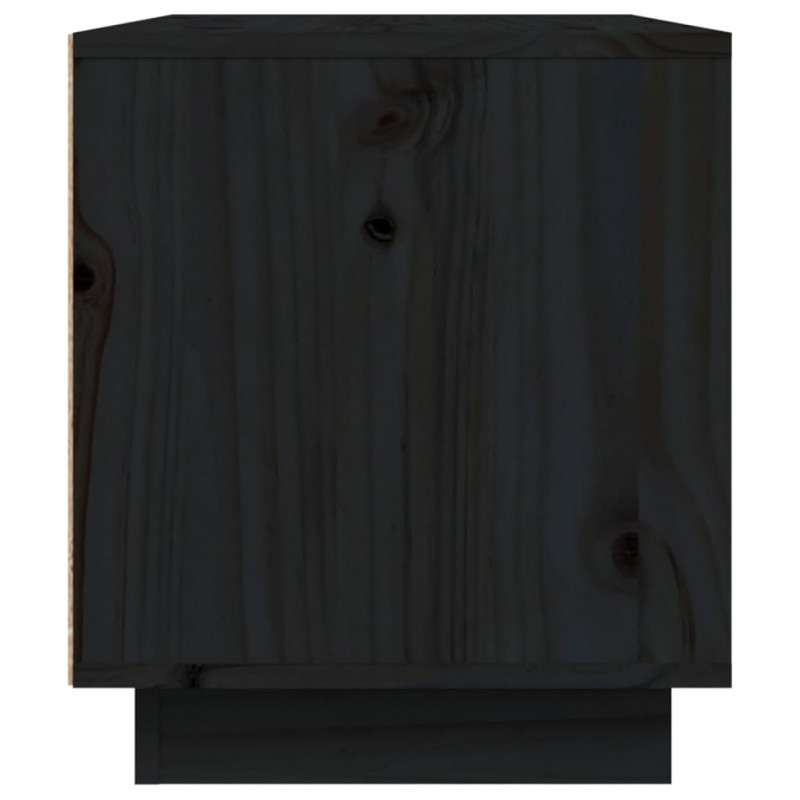 Szafka pod TV, czarna, 80x35x40,5 cm, lite drewno sosnowe