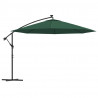 Parasol wiszący z LED i metalowym słupkiem, 350 cm, zielony
