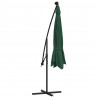 Parasol wiszący z LED i metalowym słupkiem, 350 cm, zielony