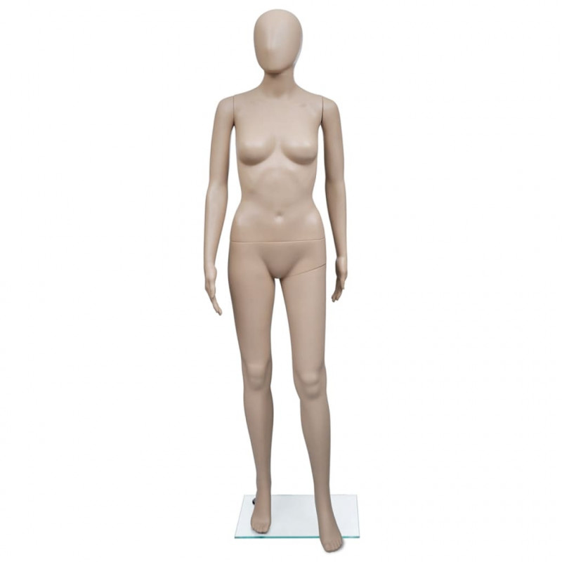 MANEKIN KOBIECY BEŻOWY SZKLANA PODSTAWA 175 CM SZEROKOŚĆ RAMION 40 CM OBRACANE RĘCE 360°