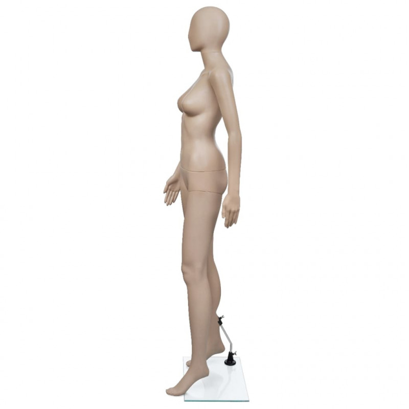 MANEKIN KOBIECY BEŻOWY SZKLANA PODSTAWA 175 CM SZEROKOŚĆ RAMION 40 CM OBRACANE RĘCE 360°