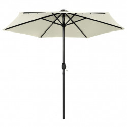 Parasol ogrodowy z LED i aluminiowym słupkiem, 270 cm, piaskowy