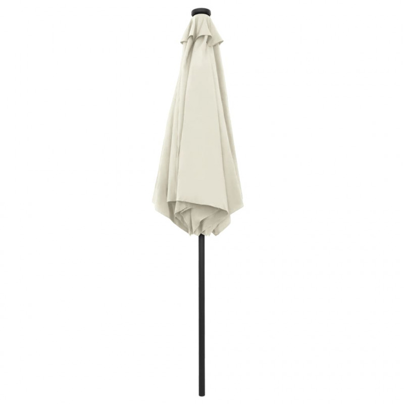 Parasol ogrodowy z LED i aluminiowym słupkiem, 270 cm, piaskowy