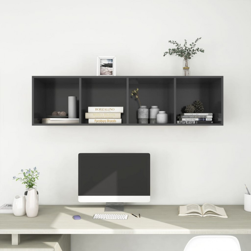 Wisząca szafka TV, szara, 37x37x142,5 cm
