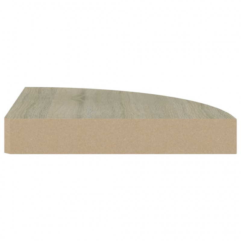 Narożne półki ścienne, 2 szt., kolor dębowy, 25x25x3,8 cm, MDF