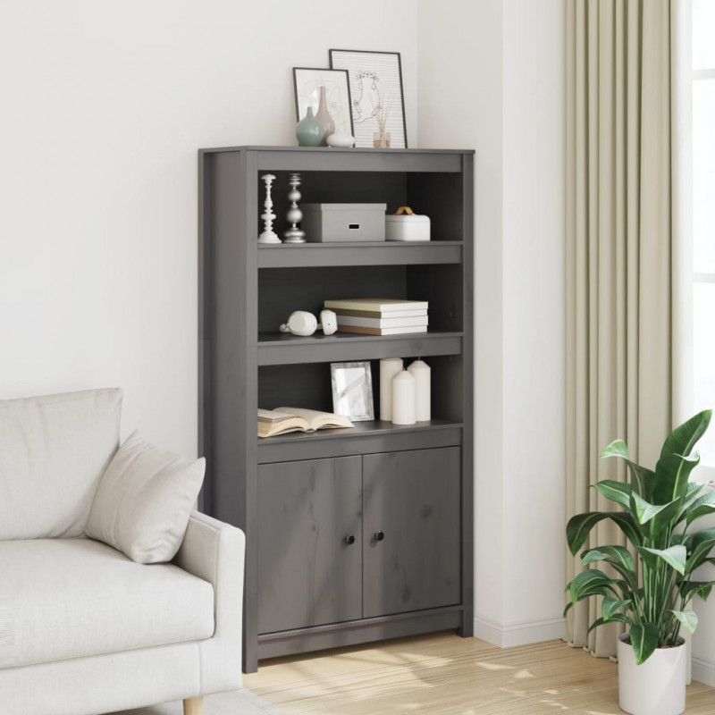 Szafka, szara, 80x35x154 cm, lite drewno sosnowe
