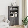 Szafka, szara, 80x35x154 cm, lite drewno sosnowe
