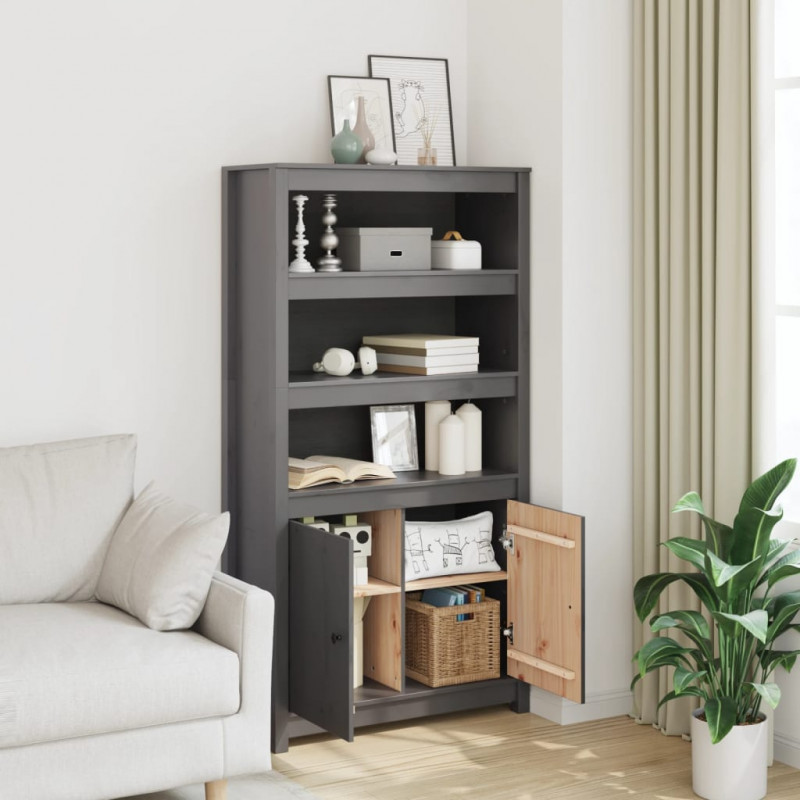 Szafka, szara, 80x35x154 cm, lite drewno sosnowe