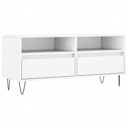 Szafka pod TV, biała, 100x34,5x44,5 cm, materiał drewnopochodny