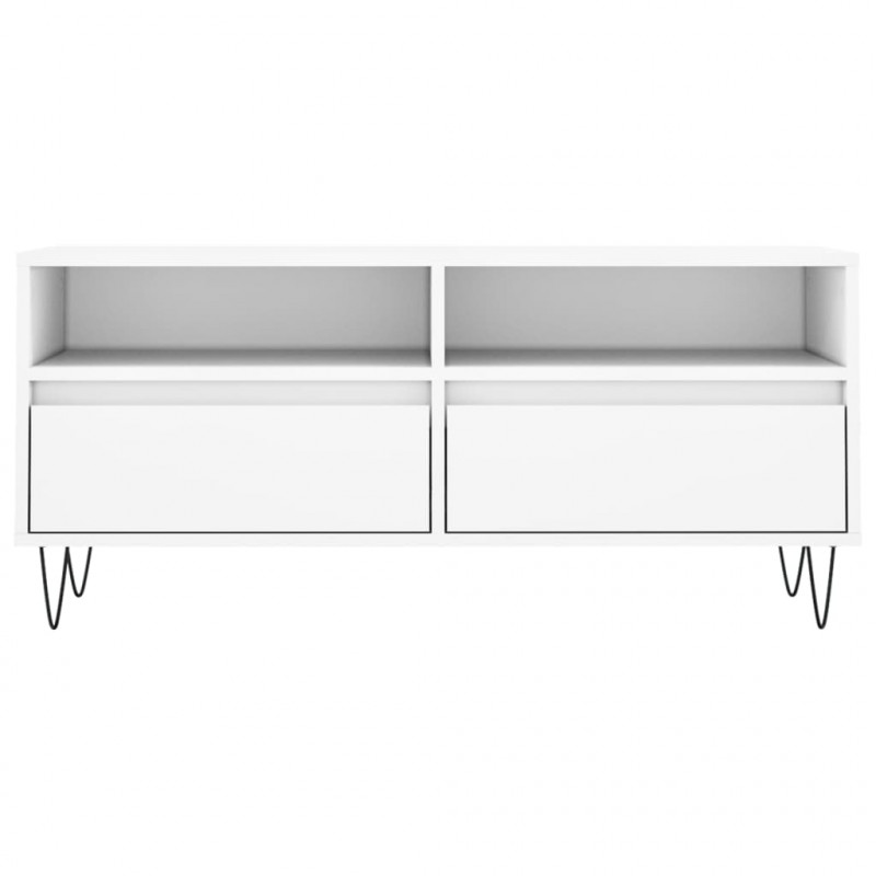 Szafka pod TV, biała, 100x34,5x44,5 cm, materiał drewnopochodny