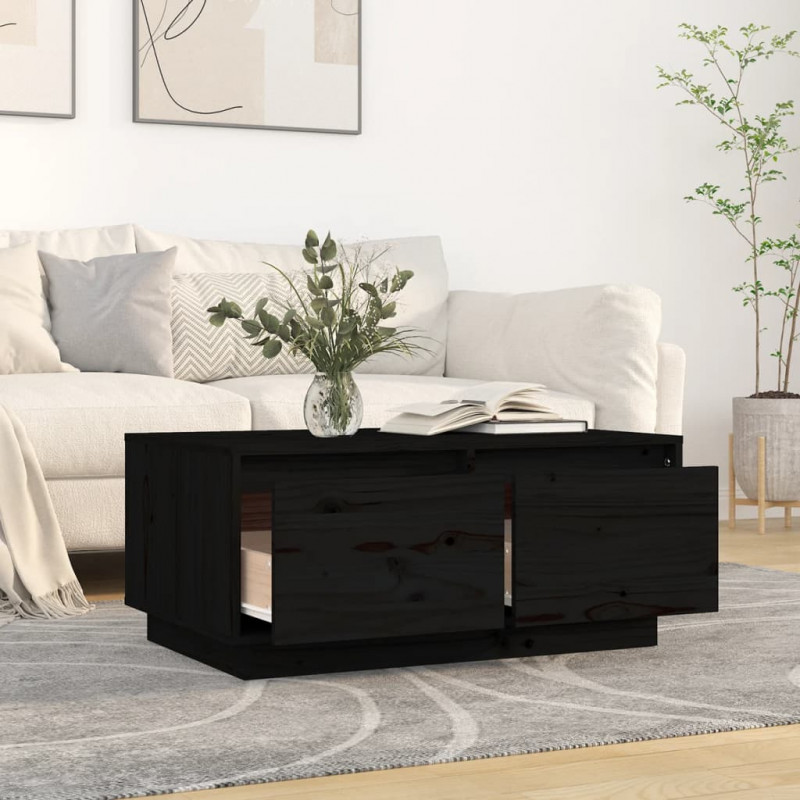 Stolik kawowy, czarny, 80x50x35 cm, lite drewno sosnowe