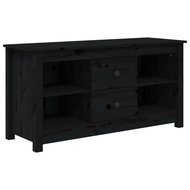 Szafka pod telewizor, czarna, 103x36,5x52 cm, drewno sosnowe