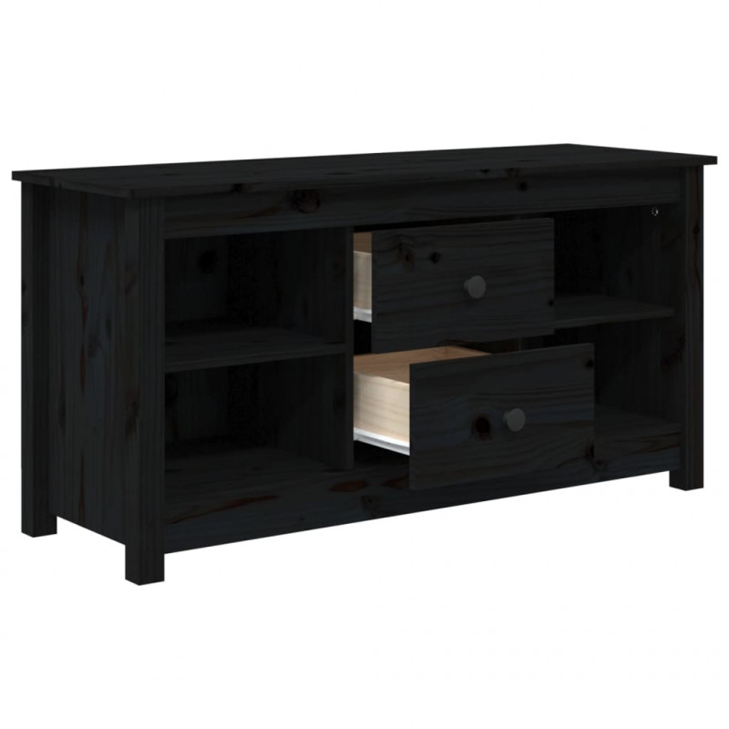 Szafka pod telewizor, czarna, 103x36,5x52 cm, drewno sosnowe