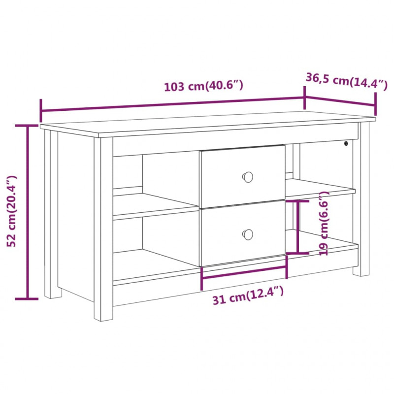 Szafka pod telewizor, czarna, 103x36,5x52 cm, drewno sosnowe
