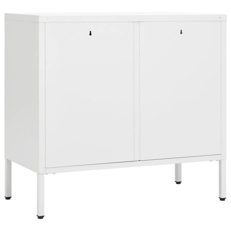 Komoda, biała, 75x35x70 cm, stal i szkło hartowane